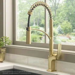 Ruvati Seneca Pull Down Pre-Rinse Kitchen Faucet, Brushed Gold, Single Lever, RVF1236SG
