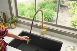 Ruvati Seneca Pull Down Pre-Rinse Kitchen Faucet, Brushed Gold, Single Lever, RVF1236SG