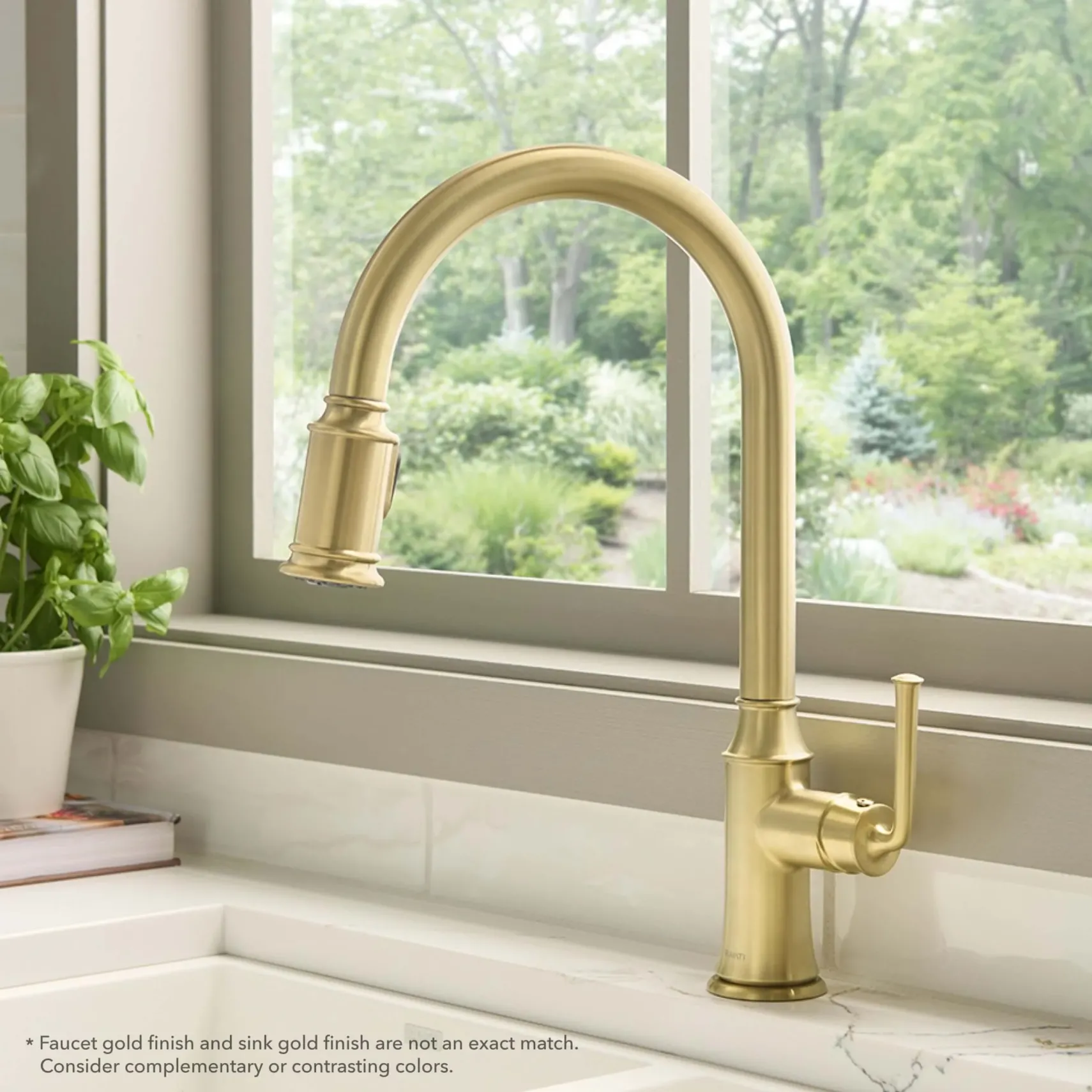 Ruvati Simoni Pull Down Kitchen Faucet, Brushed Gold, Single Lever, RVF1234SG