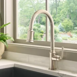 Ruvati Simoni Pull Down Pull Out Gooseneck Kitchen Faucet, Stainless Steel, Single Lever, RVF1234BN