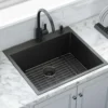 Ruvati Terraza 25" Drop-in Topmount Stainless Steel Kitchen Sink, Gunmetal Matte Black, 16 Gauge, RVH5007BL