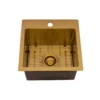 Ruvati Terraza 15 inch Polished Brass Matte Gold Stainless Steel Drop-in Topmount Bar Prep Sink Single Bowl, 16, Matte Gold Satin Brass, RVH8115GG