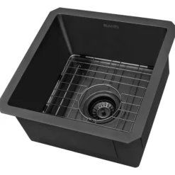 Ruvati Terraza 15-inch Gunmetal Black Stainless Steel Undermount Bar Prep 16 Gauge Kitchen Sink, 16, RVH7015BL