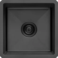 Ruvati Terraza 15-inch Gunmetal Black Stainless Steel Undermount Bar Prep 16 Gauge Kitchen Sink, 16, RVH7015BL