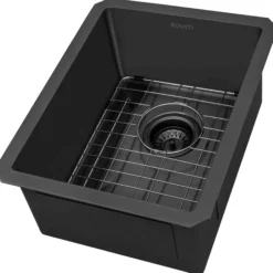 Ruvati Terraza 14-inch Gunmetal Black Stainless Steel Undermount Bar Prep Sink, 16, RVH7114BL