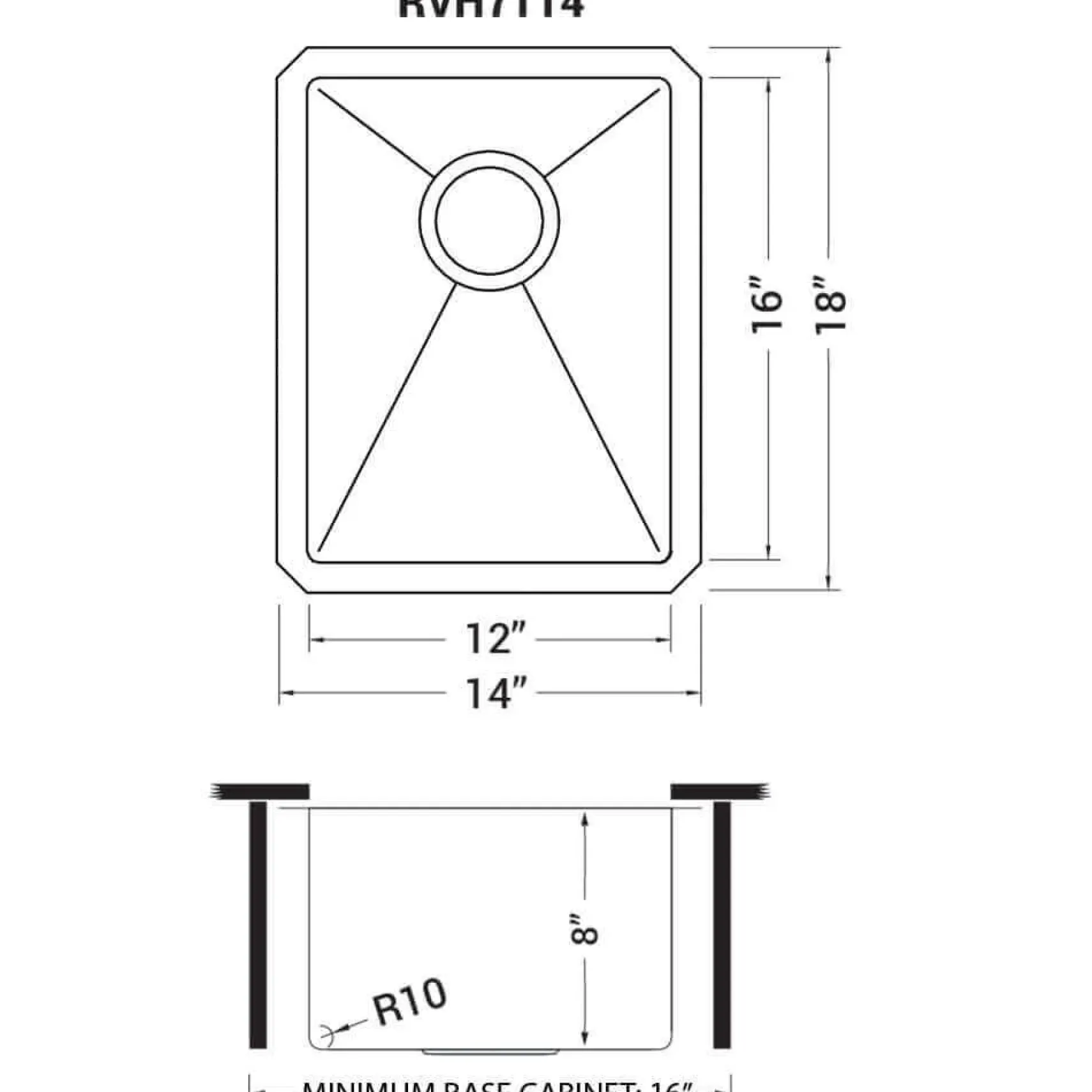 Ruvati Terraza 14-inch Gunmetal Black Stainless Steel Undermount Bar Prep Sink, 16, RVH7114BL