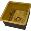 Ruvati Terraza 15-inch Polished Brass Matte Gold Stainless Steel Undermount Bar Prep 16 Gauge Kitchen Sink, 16, Matte Gold Satin Brass, RVH7015GG