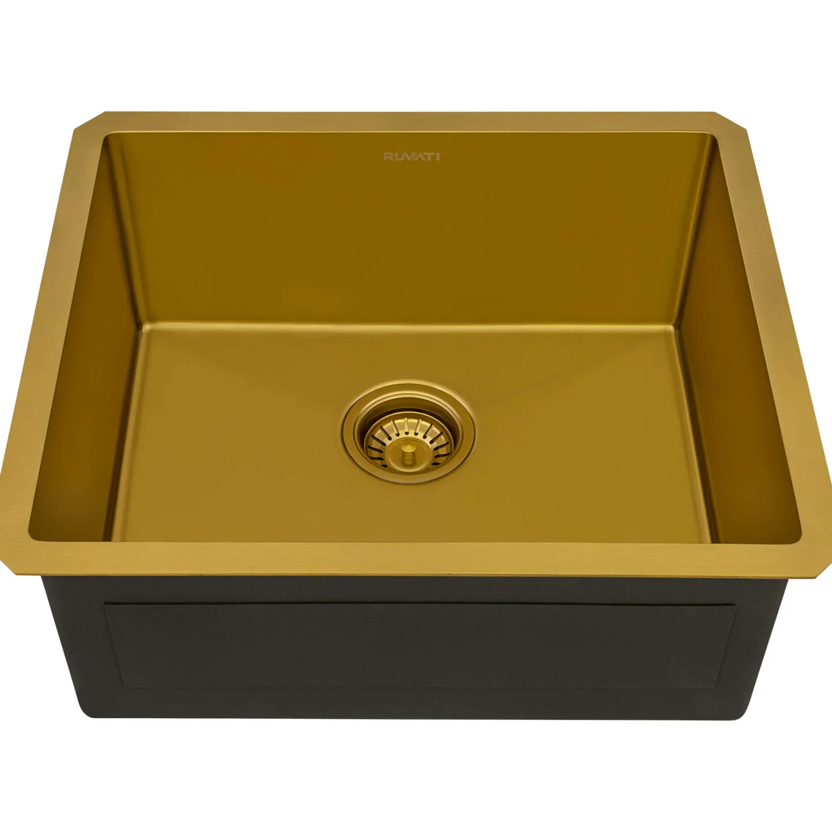 Ruvati Terraza 21-inch Polished Brass Matte Gold Stainless Steel Undermount Bar Prep Kitchen Sink 16 Gauge Rounded Corners Single Bowl, 16, Matte Gold Satin Brass, RVH7121GG