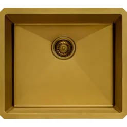 Ruvati Terraza 21-inch Polished Brass Matte Gold Stainless Steel Undermount Bar Prep Kitchen Sink 16 Gauge Rounded Corners Single Bowl, 16, Matte Gold Satin Brass, RVH7121GG