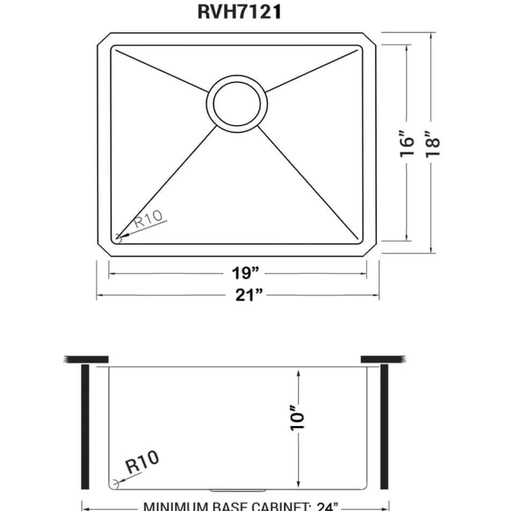 Ruvati Terraza 21-inch Polished Brass Matte Gold Stainless Steel Undermount Bar Prep Kitchen Sink 16 Gauge Rounded Corners Single Bowl, 16, Matte Gold Satin Brass, RVH7121GG