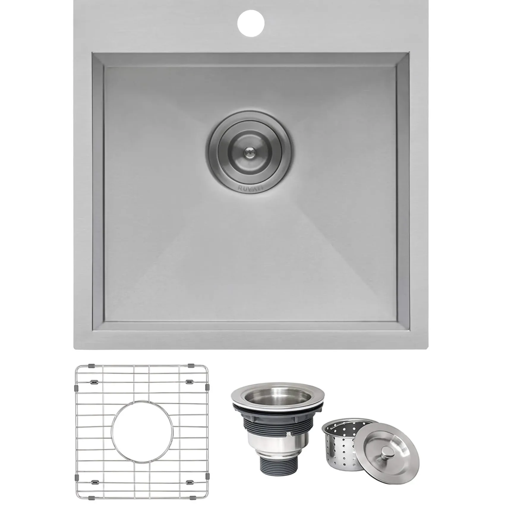 Ruvati Tirana 18" Square Stainless Steel Bar/Prep Sink, 16 Gauge, RVH8118