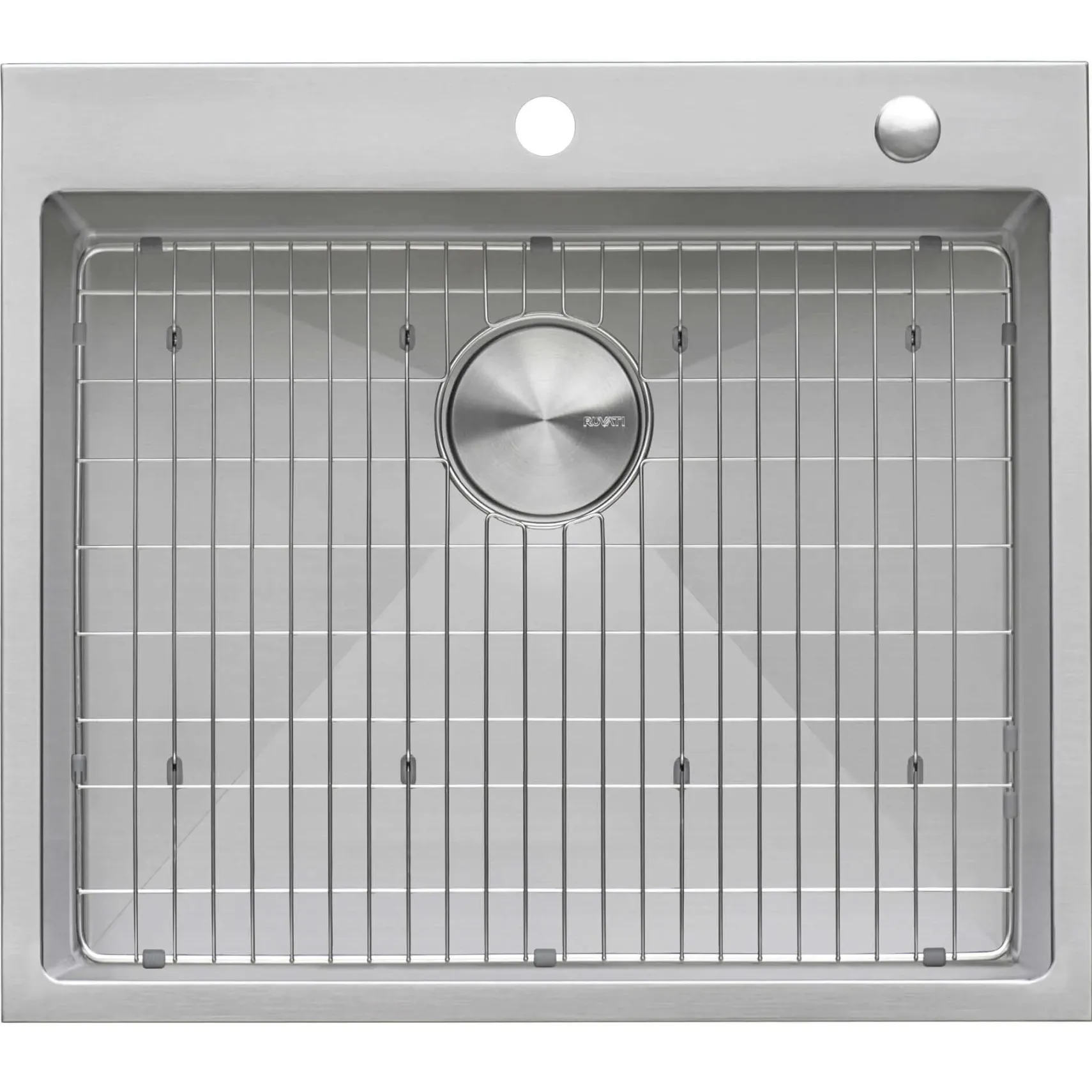 Ruvati Tirana Pro 24 x 20 inch Drop-in 16 Gauge Stainless Steel Rounded Corners Topmount Kitchen Sink Single Bowl, 16, RVH8014