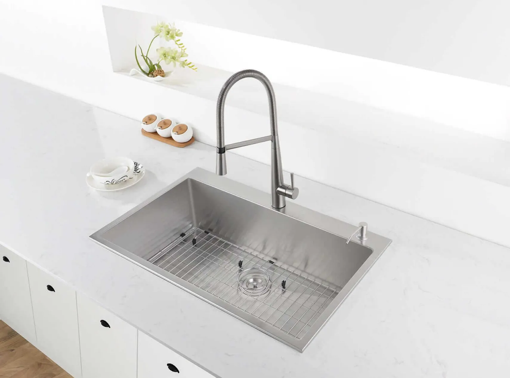 Ruvati Tirana Pro 27 x 20 inch Drop-in 16 Gauge Stainless Steel Rounded Corners Topmount Kitchen Sink Single Bowl, 16, RVH8017