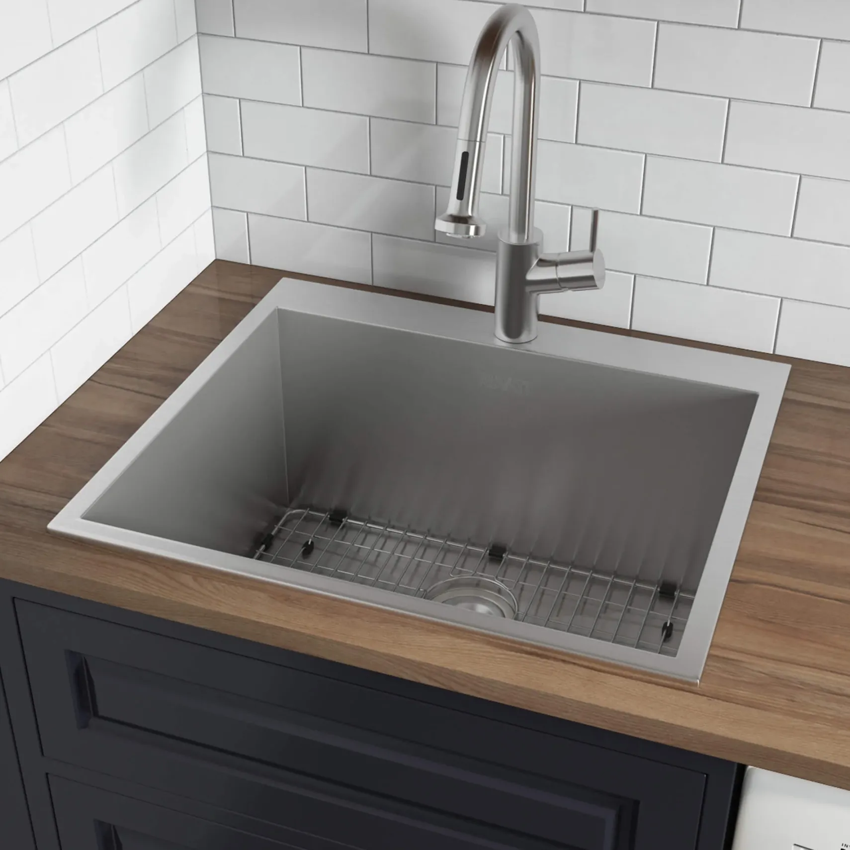 Ruvati Topmount Laundry 22" x 22" x 12" Deep Utility Sink 16 Gauge Stainless Steel, RVU6022