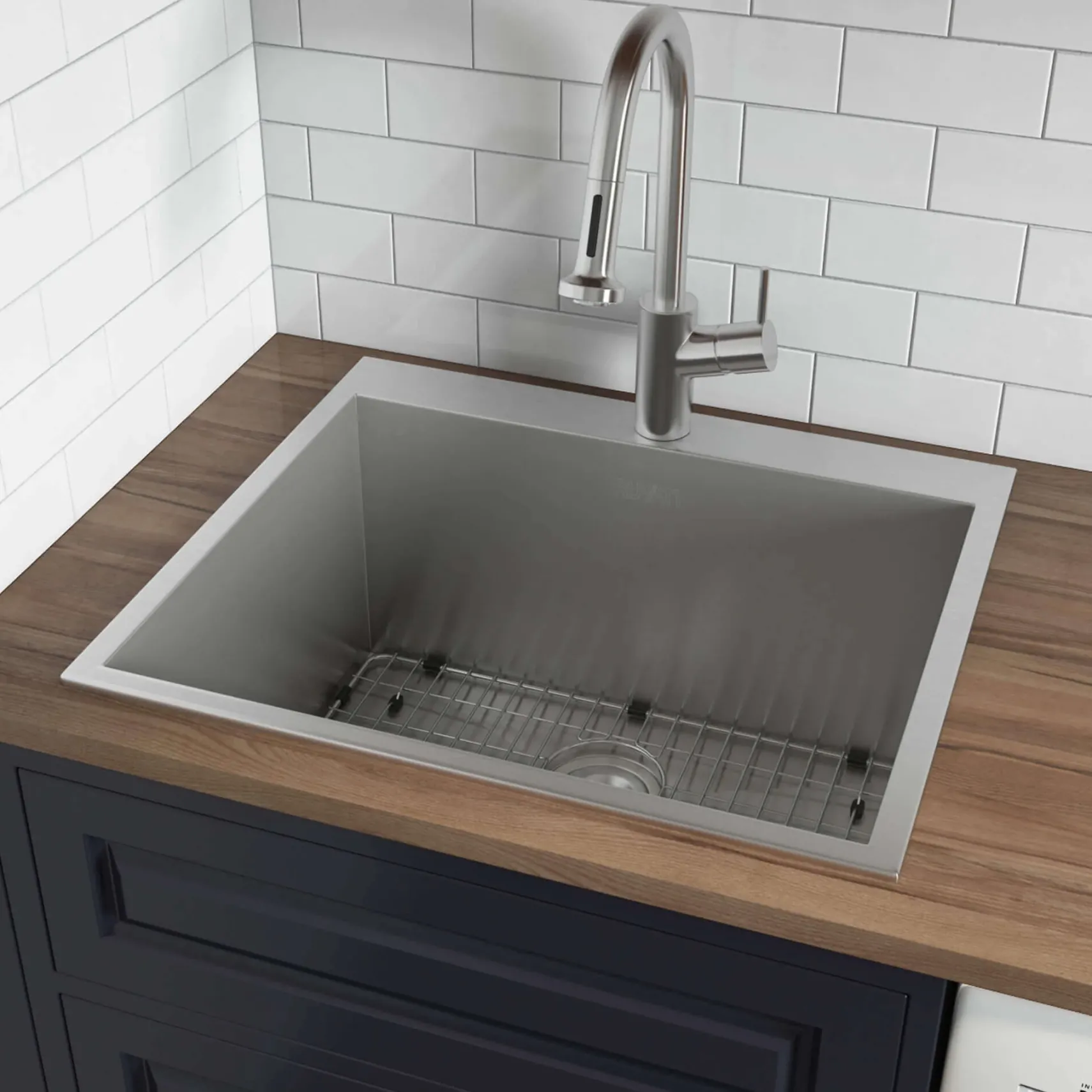 Ruvati Topmount Laundry Utility Sink 25" x 22" x 12" Deep 16 Gauge Stainless Steel, RVU6010