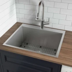 Ruvati Topmount Laundry Utility Sink 25 x 22 x 12 inch Rounded Corners Deep 16 Gauge Stainless Steel, RVU6015