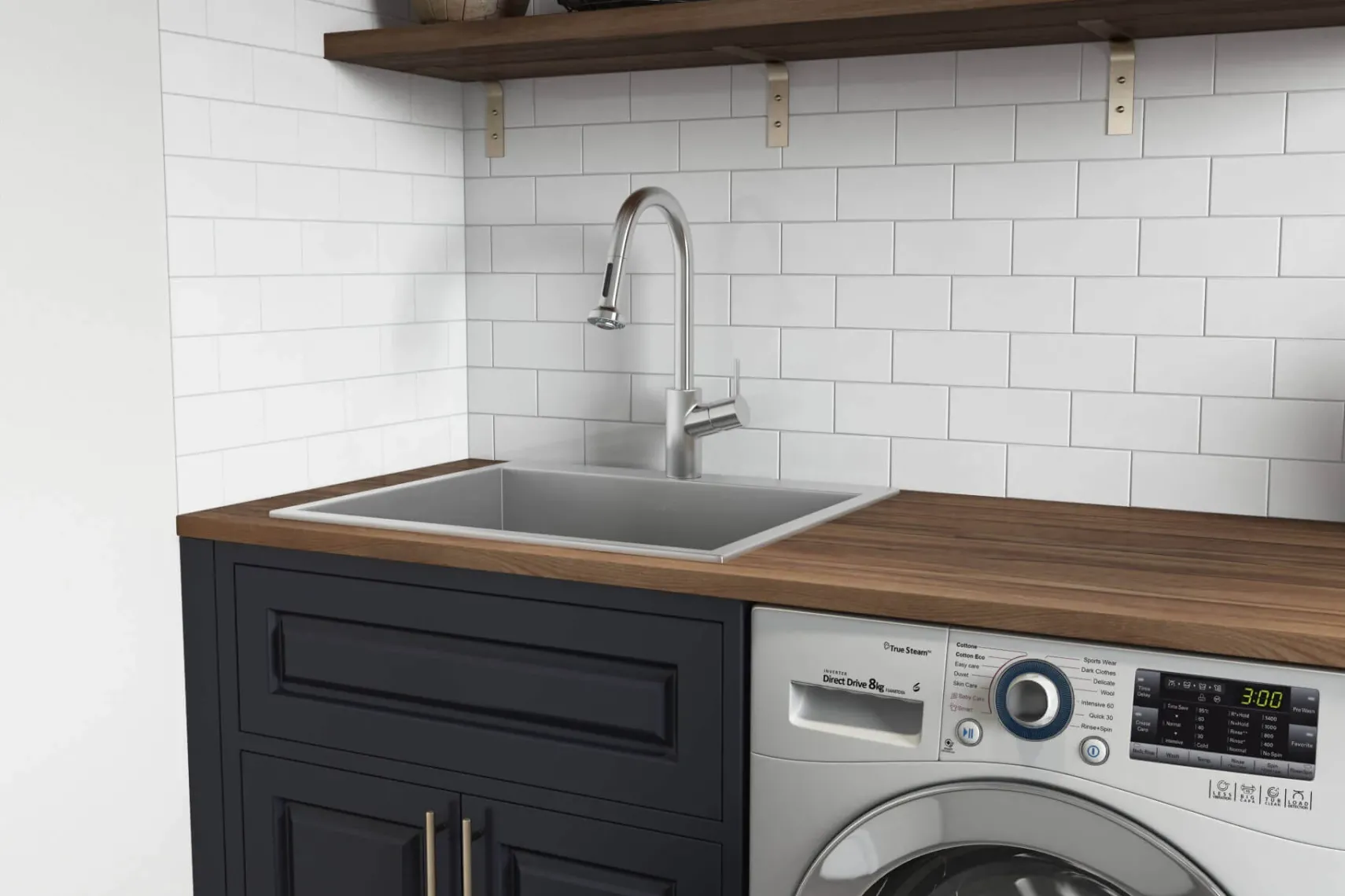 Ruvati Topmount Laundry Utility Sink 25 x 22 x 12 inch Rounded Corners Deep 16 Gauge Stainless Steel, RVU6015