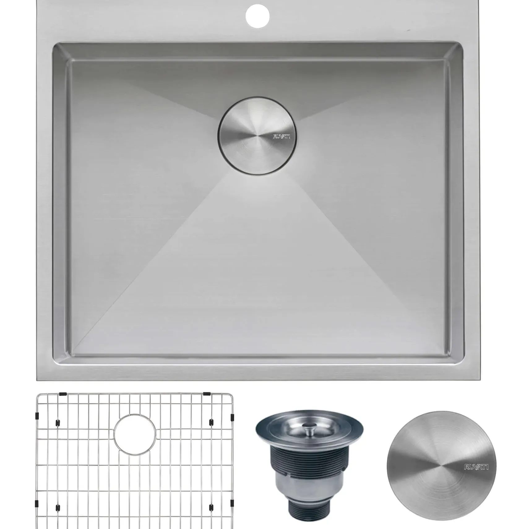 Ruvati Topmount Laundry Utility Sink 25 x 22 x 12 inch Rounded Corners Deep 16 Gauge Stainless Steel, RVU6015
