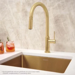 Ruvati Vestia Pull Down Kitchen Faucet, Brushed Gold, Single Lever, RVF1237SG