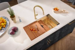 Ruvati Vestia Pull Down Kitchen Faucet, Brushed Gold, Single Lever, RVF1237SG