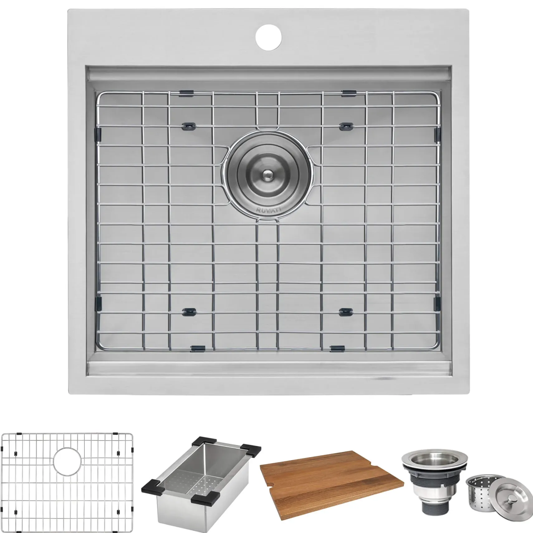 Ruvati Vino 21" Rectangle Stainless Steel Workstation Bar/Prep Sink, 16 Gauge, RVH8221