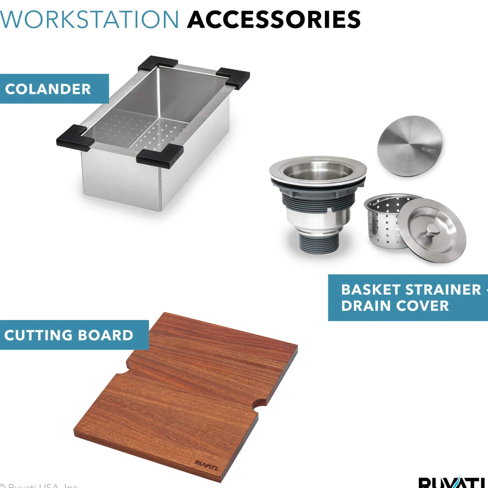 Ruvati Vino 21" Rectangle Stainless Steel Workstation Bar/Prep Sink, 16 Gauge, RVH8221