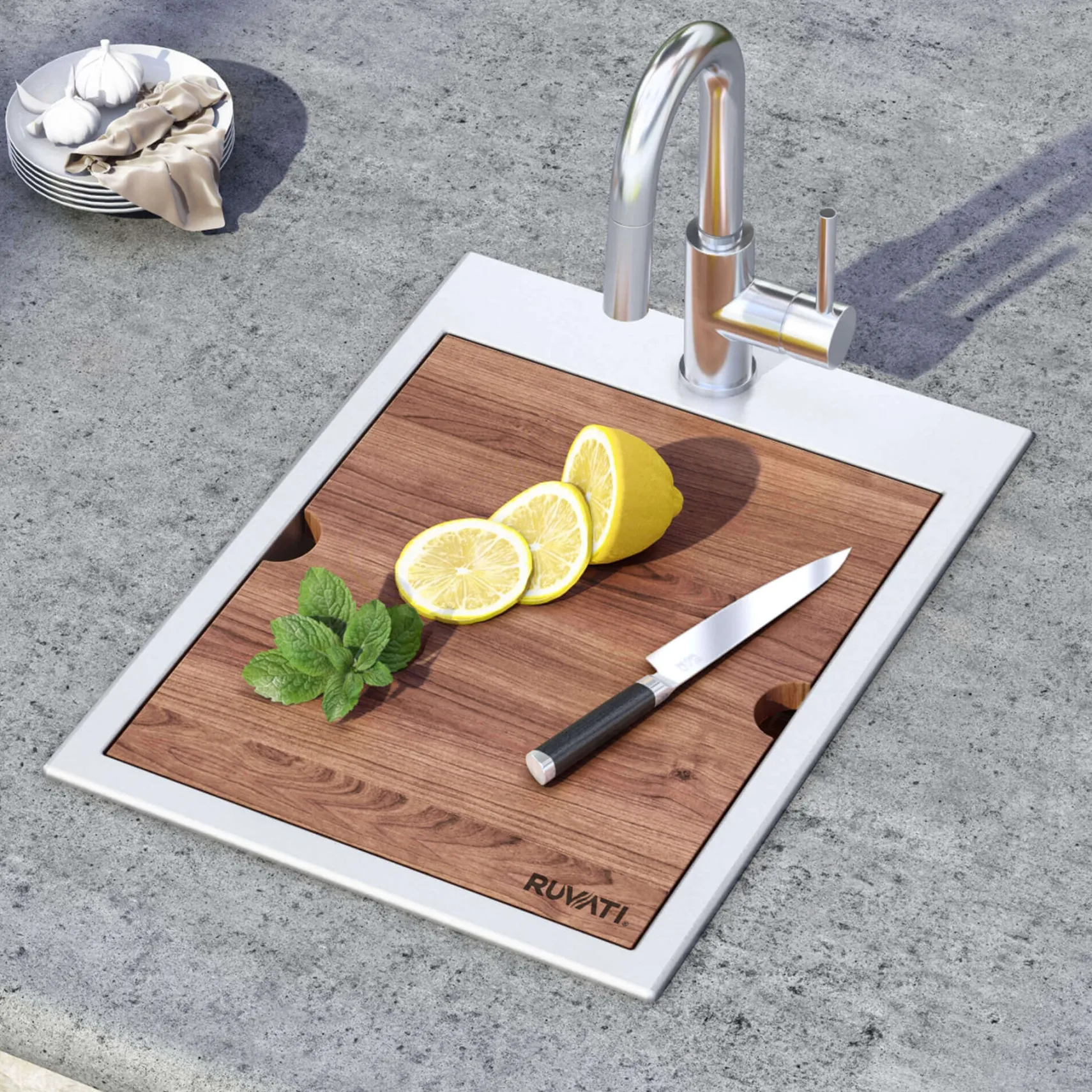 Ruvati Vino 15" Rectangle Stainless Steel Workstation Bar/Prep Sink, 16 Gauge, RVH8210