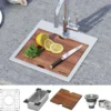Ruvati Vino 15" Square Stainless Steel Workstation Bar/Prep Sink, 16 Gauge, RVH8215