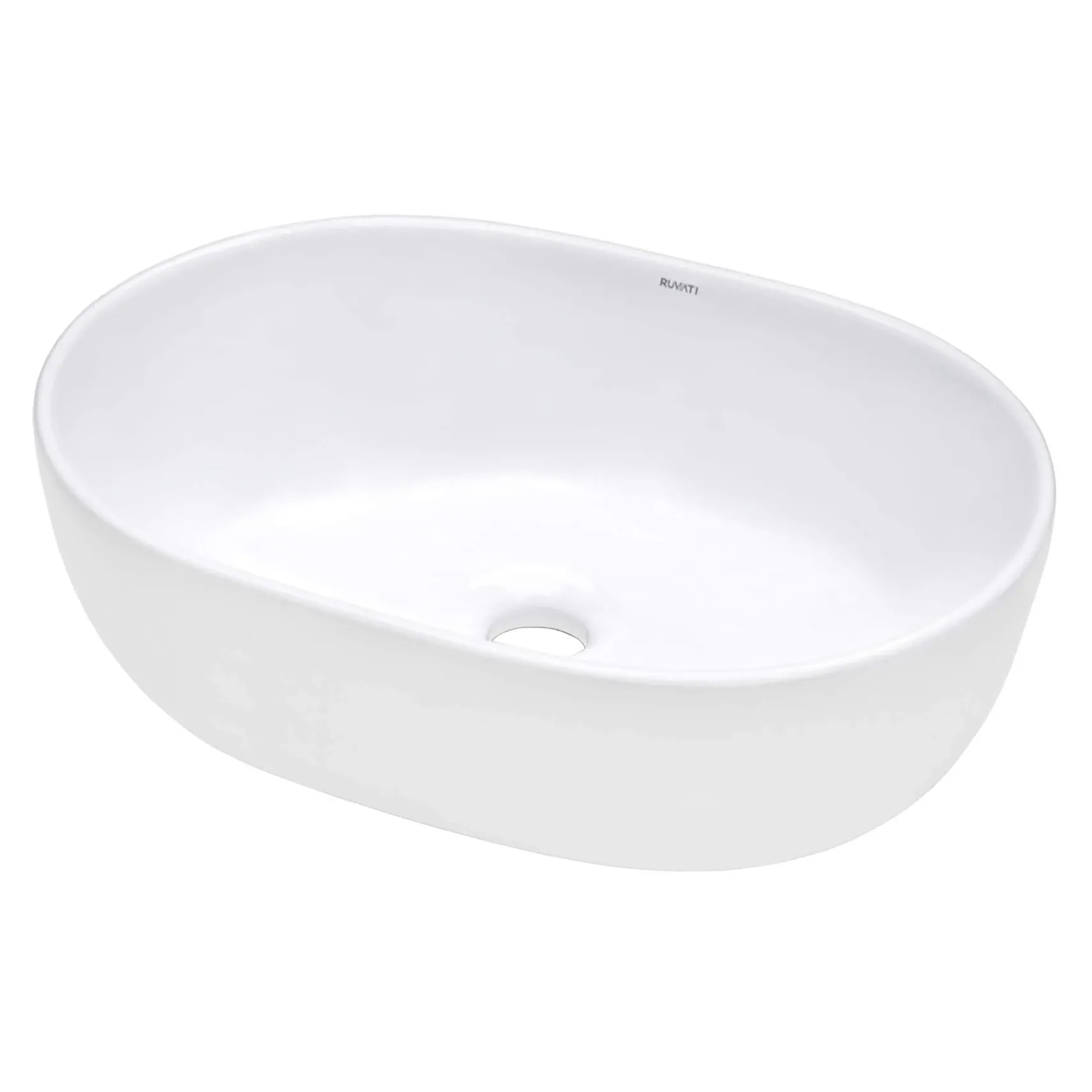 Ruvati Vista 19" Oval Vessel Porcelain Above Counter Bathroom Sink, White, RVB0419
