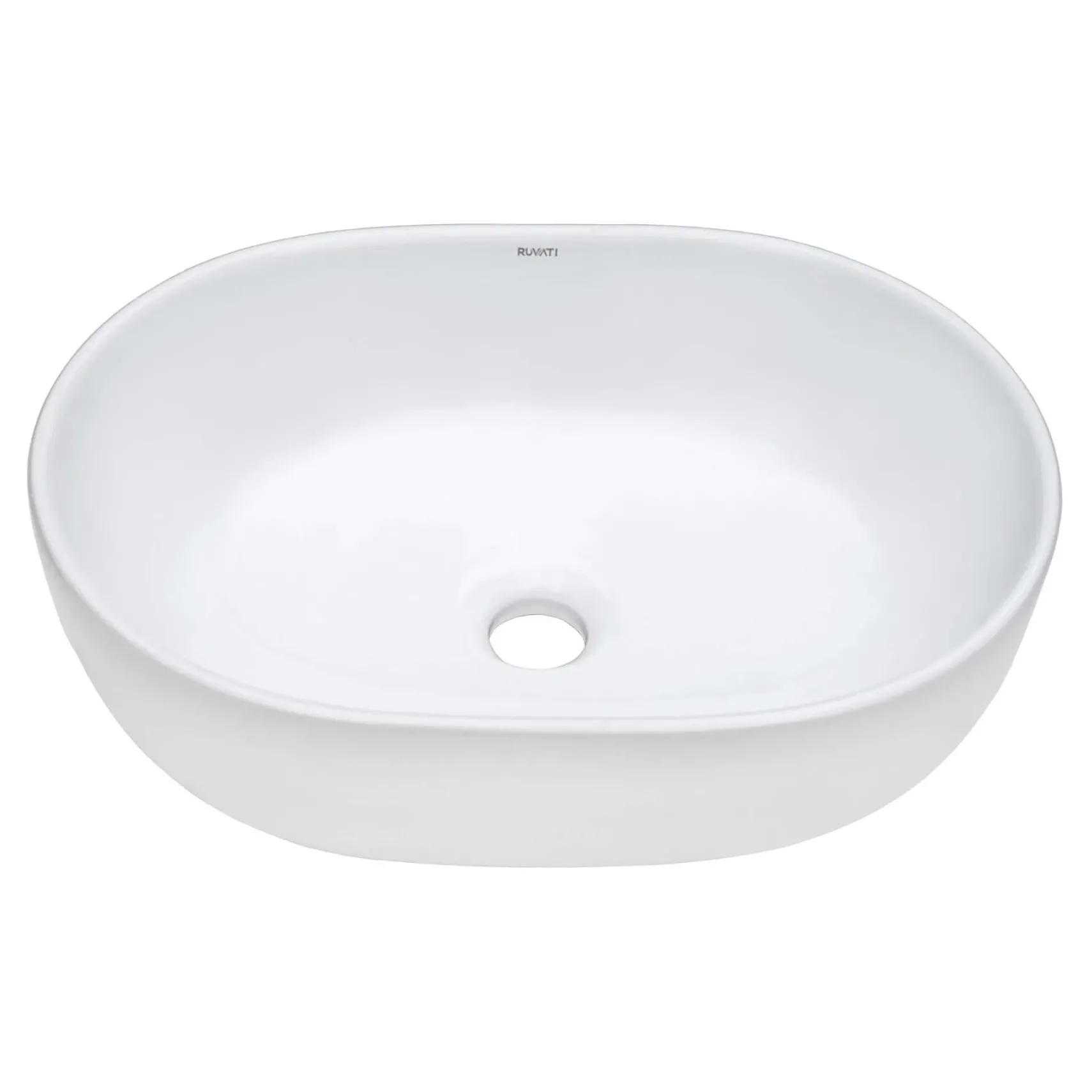 Ruvati Vista 19" Oval Vessel Porcelain Above Counter Bathroom Sink, White, RVB0419
