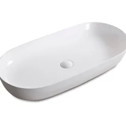 Ruvati Vista 32" Oval Vessel Porcelain Above Counter Bathroom Sink, White, RVB0432