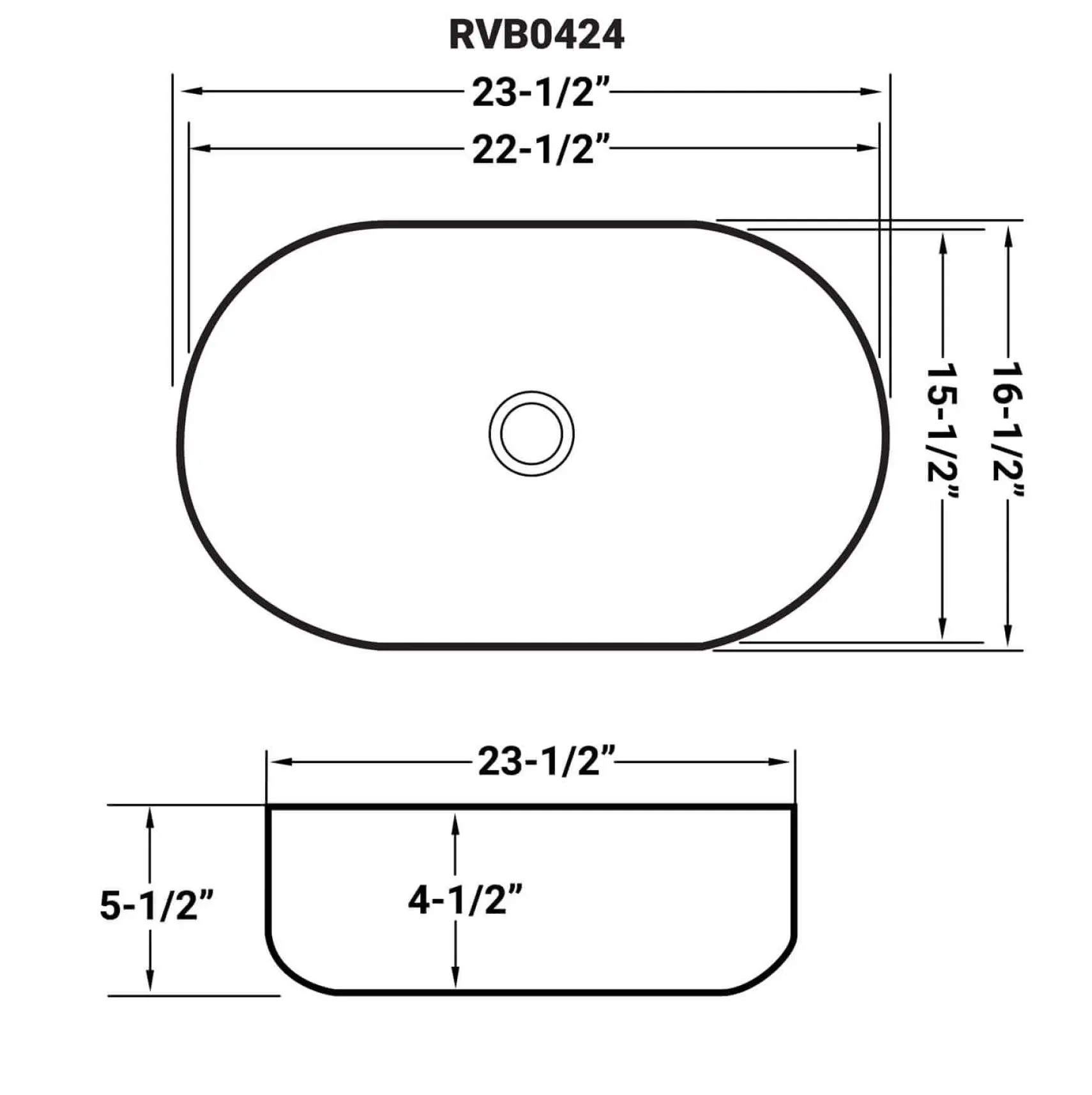 Ruvati Vista 24" Oval Vessel Porcelain Above Vanity Counter Bathroom Sink, White, RVB0424