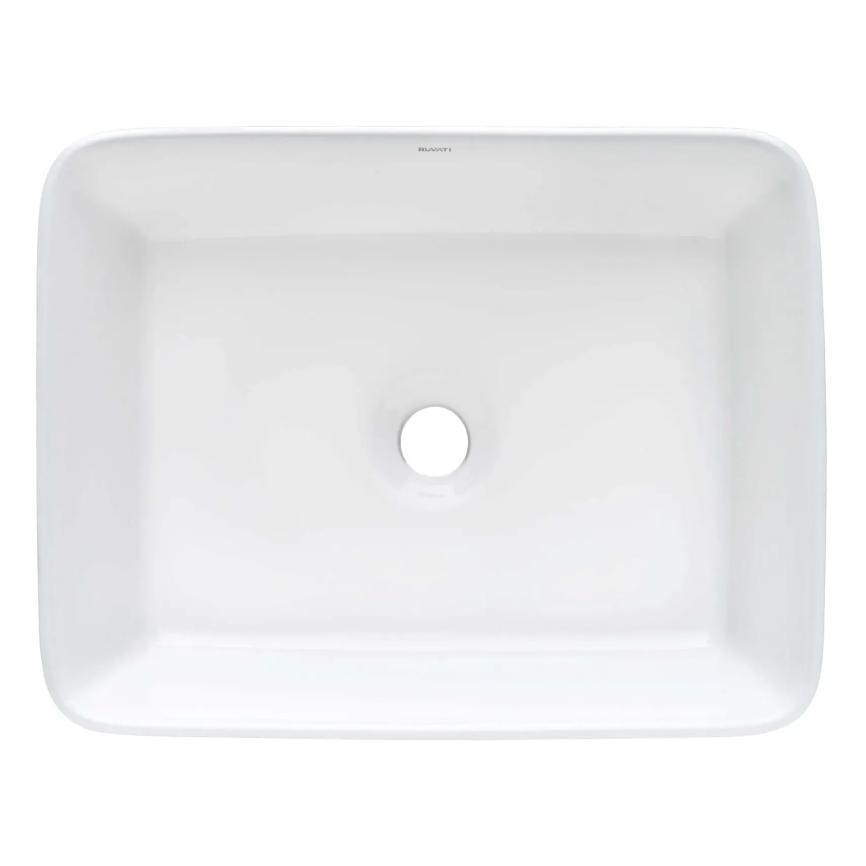 Ruvati Vista 19" Rectangle Vessel Porcelain Above Vanity Counter Bathroom Sink, White, RVB1915
