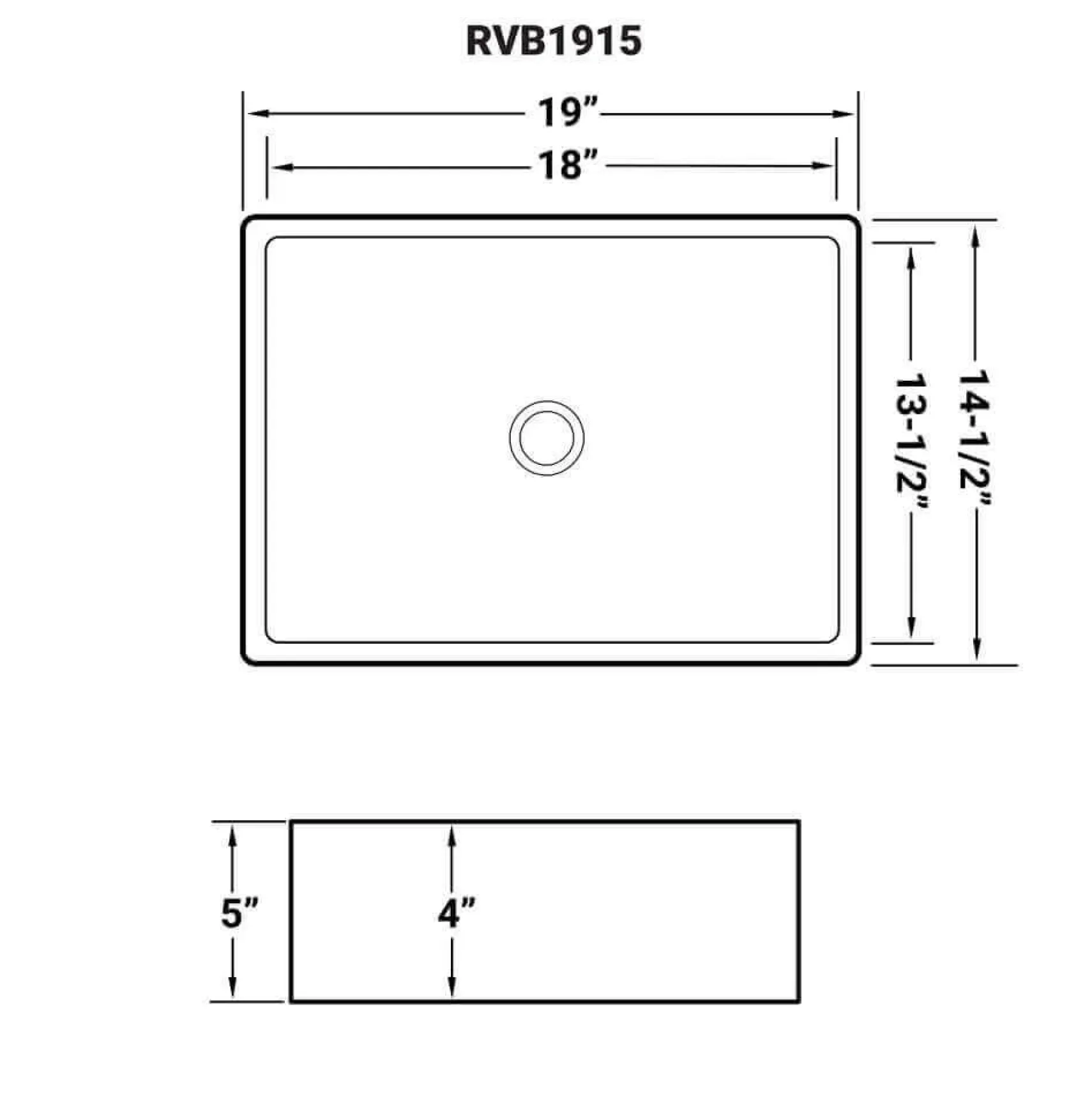 Ruvati Vista 19" Rectangle Vessel Porcelain Above Vanity Counter Bathroom Sink, White, RVB1915
