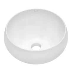 Ruvati Vista 12" Round Vessel Porcelain Above Counter Bathroom Sink, White, RVB0312