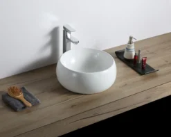 Ruvati Vista 12" Round Vessel Porcelain Above Counter Bathroom Sink, White, RVB0312
