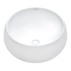 Ruvati Vista 16" Round Vessel Porcelain Above Counter Bathroom Sink, White, RVB0316