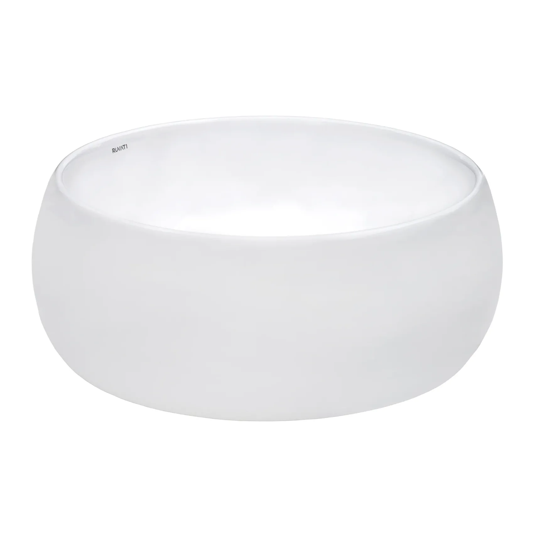 Ruvati Vista 16" Round Vessel Porcelain Above Counter Bathroom Sink, White, RVB0316