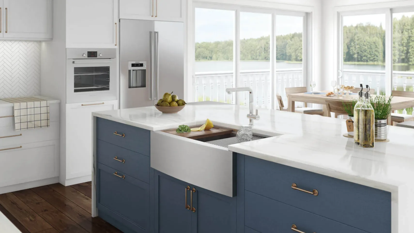 Ruvati 33" Apron-front Workstation Farmhouse Kitchen Sink, 16 Gauge, Stainless Steel Single Bowl - RVH9200