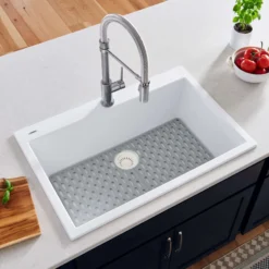 Ruvati 27" Drop-in Topmount Granite Composite Kitchen Sink, Arctic White, RVG1027WH