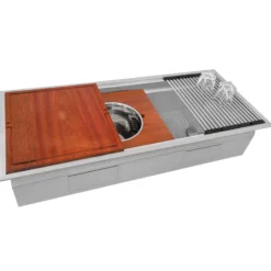 Ruvati Dual-Tier 45" Drop-in Topmount Stainless Steel Workstation Kitchen Sink, 16 Gauge, RVH8433