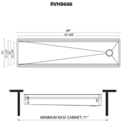 Ruvati Dual-Tier 69-inch Workstation Two-Tiered Ledge Kitchen Sink Undermount 16 Gauge Stainless Steel, 16, RVH8666