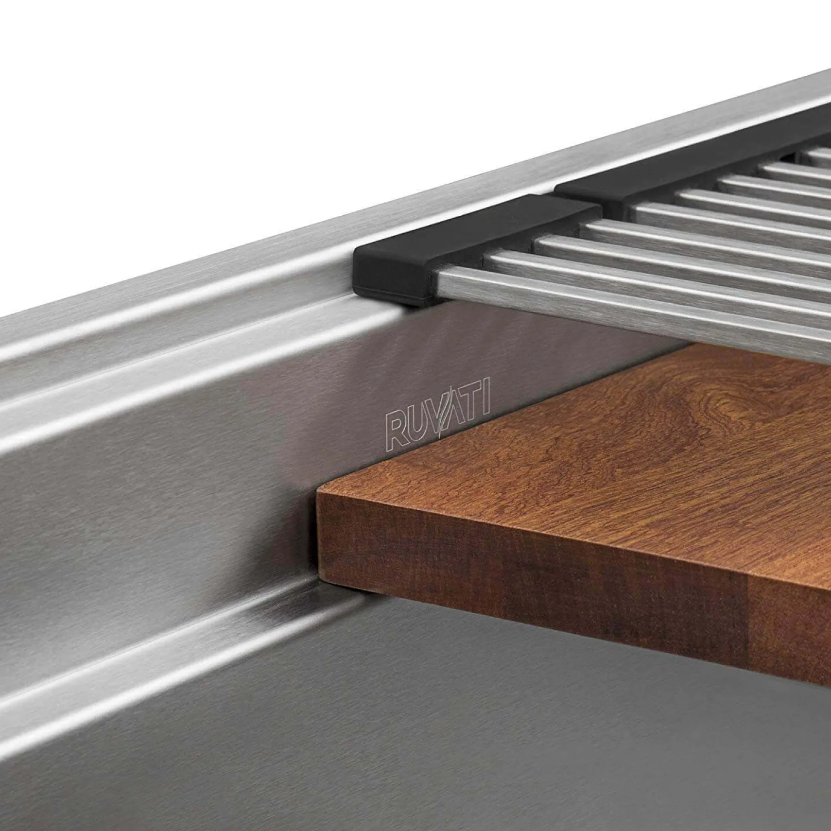 Ruvati Dual-Tier 69-inch Workstation Two-Tiered Ledge Kitchen Sink Undermount 16 Gauge Stainless Steel, 16, RVH8666