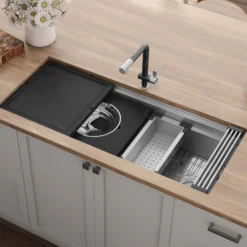 Ruvati Dual-Tier Nova 45" Undermount Stainless Steel Workstation Kitchen Sink, 16 Gauge, RVH8335