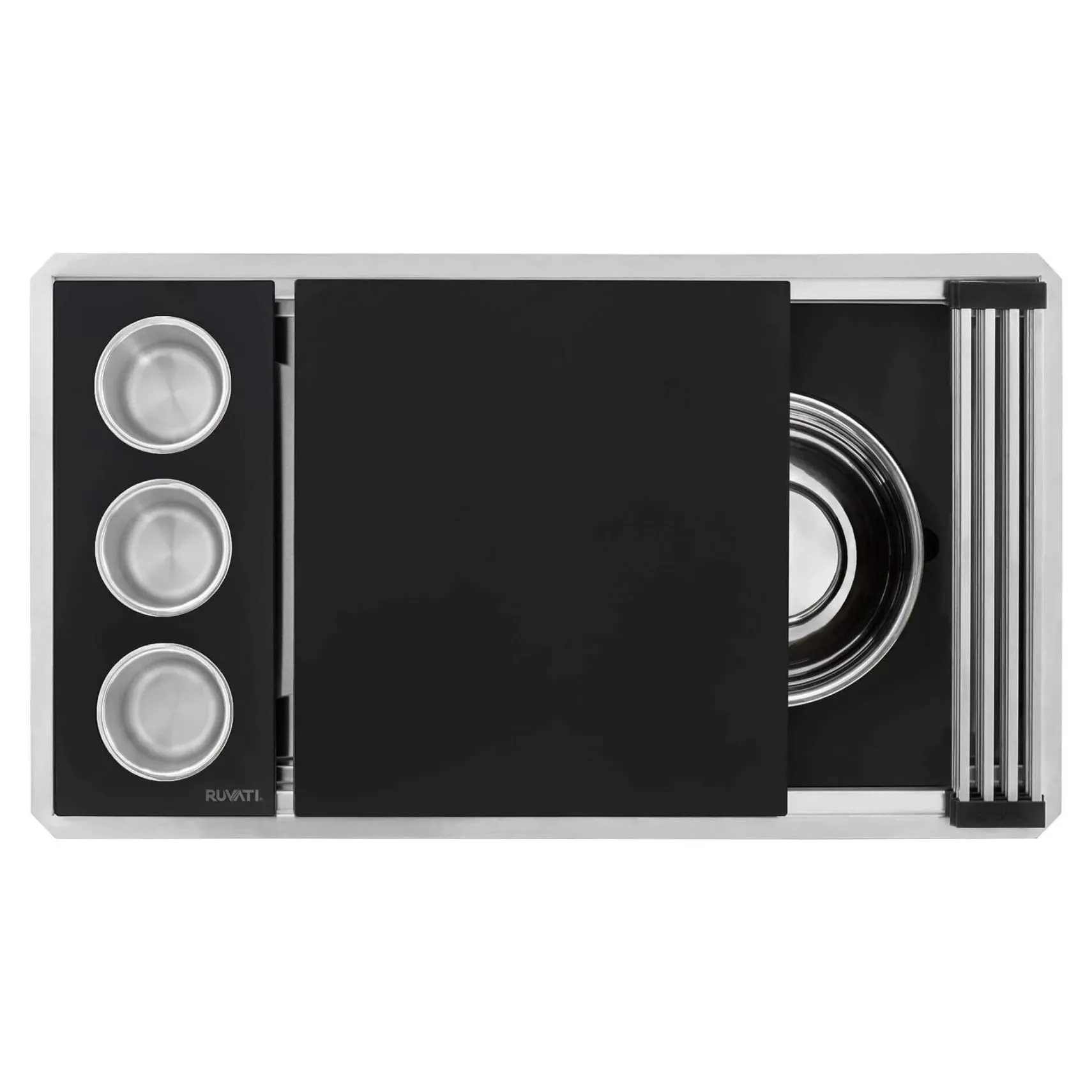 Ruvati Dual Tier Nova 33" Undermount Stainless Steel Workstation Kitchen Sink, 60/40 Double Bowl, RVH8254
