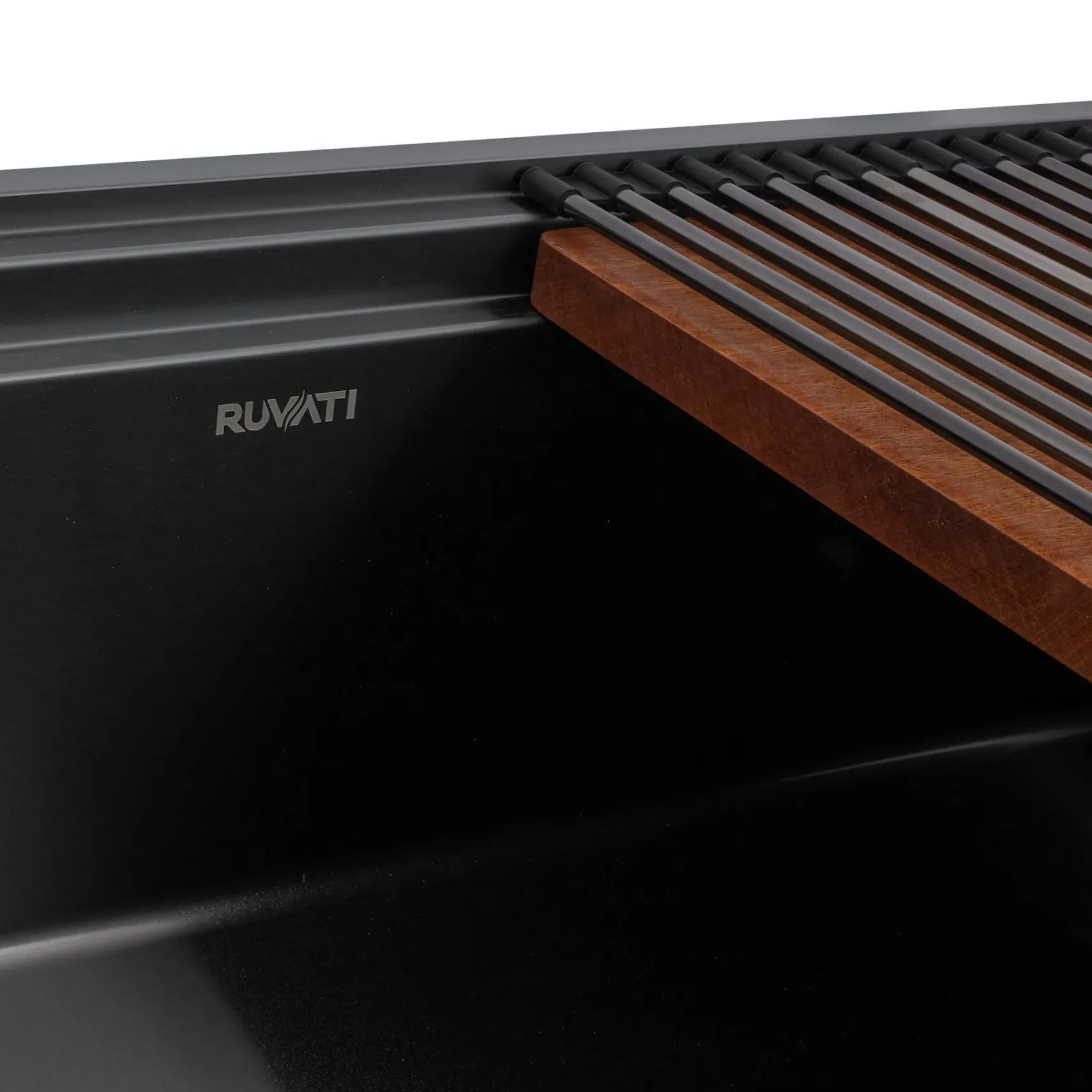 Ruvati Dual-Tier Pro 45-inch Gunmetal Black Stainless Steel Workstation Two-Tiered Ledge Undermount Kitchen Sink, 16, RVH6333BL