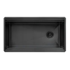 Ruvati Dual-Tier Pro 33-inch Gunmetal Black Stainless Steel Workstation Two-Tiered Ledge Kitchen Sink Undermount, 16, RVH6222BL