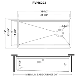 Ruvati Dual-Tier Pro 33-inch Polished Brass Matte Gold Stainless Steel Workstation Two-Tiered Ledge Undermount Kitchen Sink, 16, Matte Gold Satin Brass, RVH6222GG