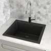 Ruvati epiGranite 24" Drop-in Topmount Granite Composite Kitchen Sink, Midnight Black, RVG1023BK