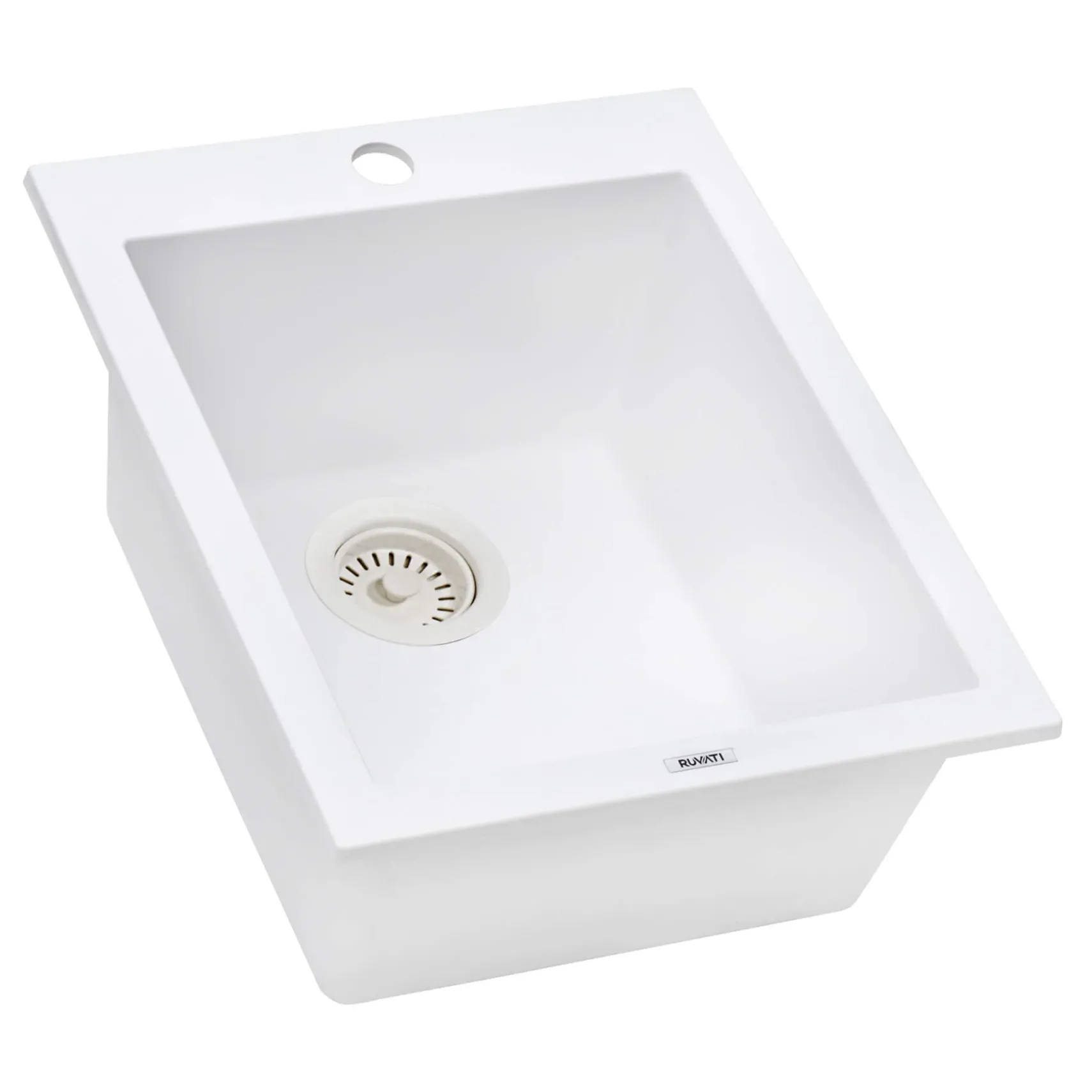 Ruvati epiGranite 16" Drop-in Topmount Granite Composite Bar/Prep Sink, Arctic White, RVG1016WH